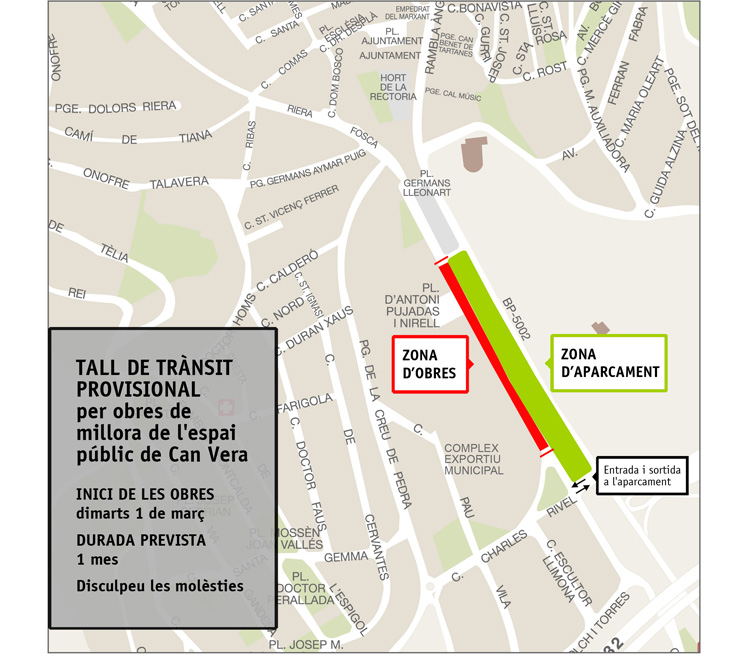 Pl&agrave;nol tall de tr&agrave;nsit per obres a Can Vera
