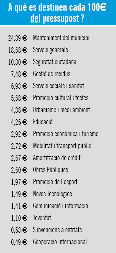 A qu&egrave; es destinen cada 100 euros del pressupost