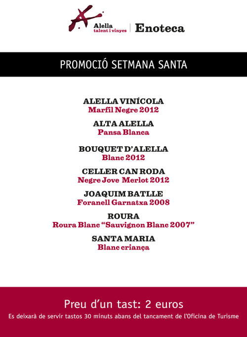 Promoci&oacute; enoteca Setmana Santa