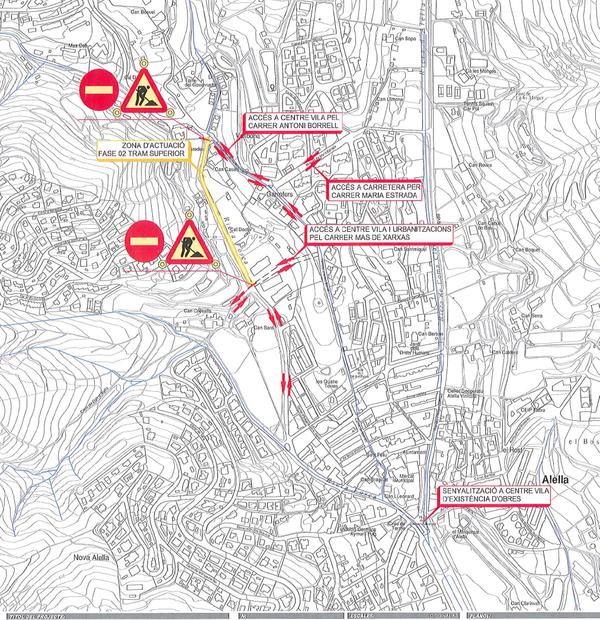 Pl&agrave;nol d'afectaci&oacute; vi&agrave;ria segona fase pavimentaci&oacute; Riera Coma Fosca
