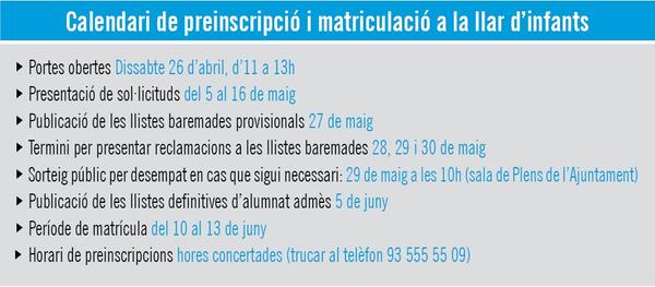 Calendari d'inscripcions Els Pinyons