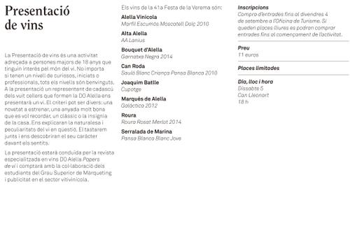 Presentaci&oacute; de vins