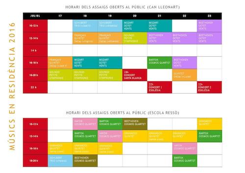 Calendari d'audicions obertes al públic