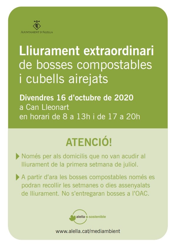 Lliurament extraordinari de bosses compostables