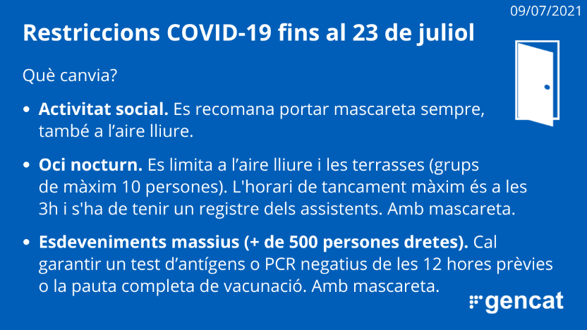 Mesures fins al 23 de juliol