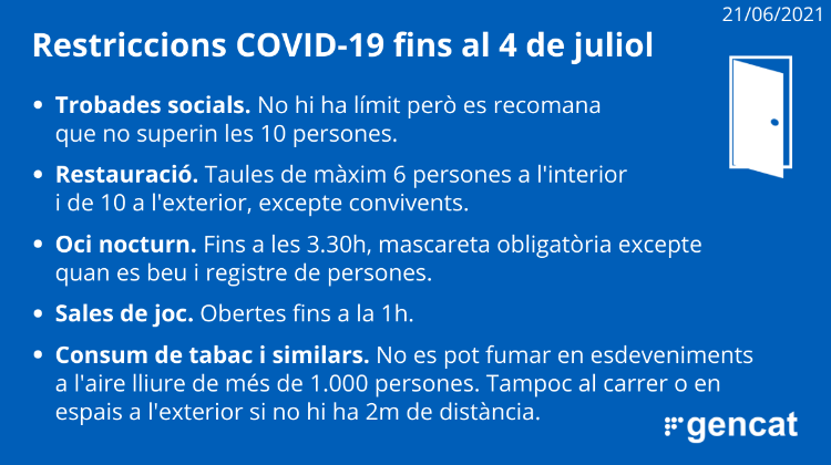 Mesures del 21 de juny al 4 de juliol