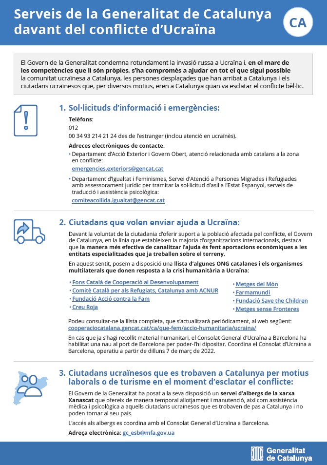 Infografia generalitat ajut Ucrana
