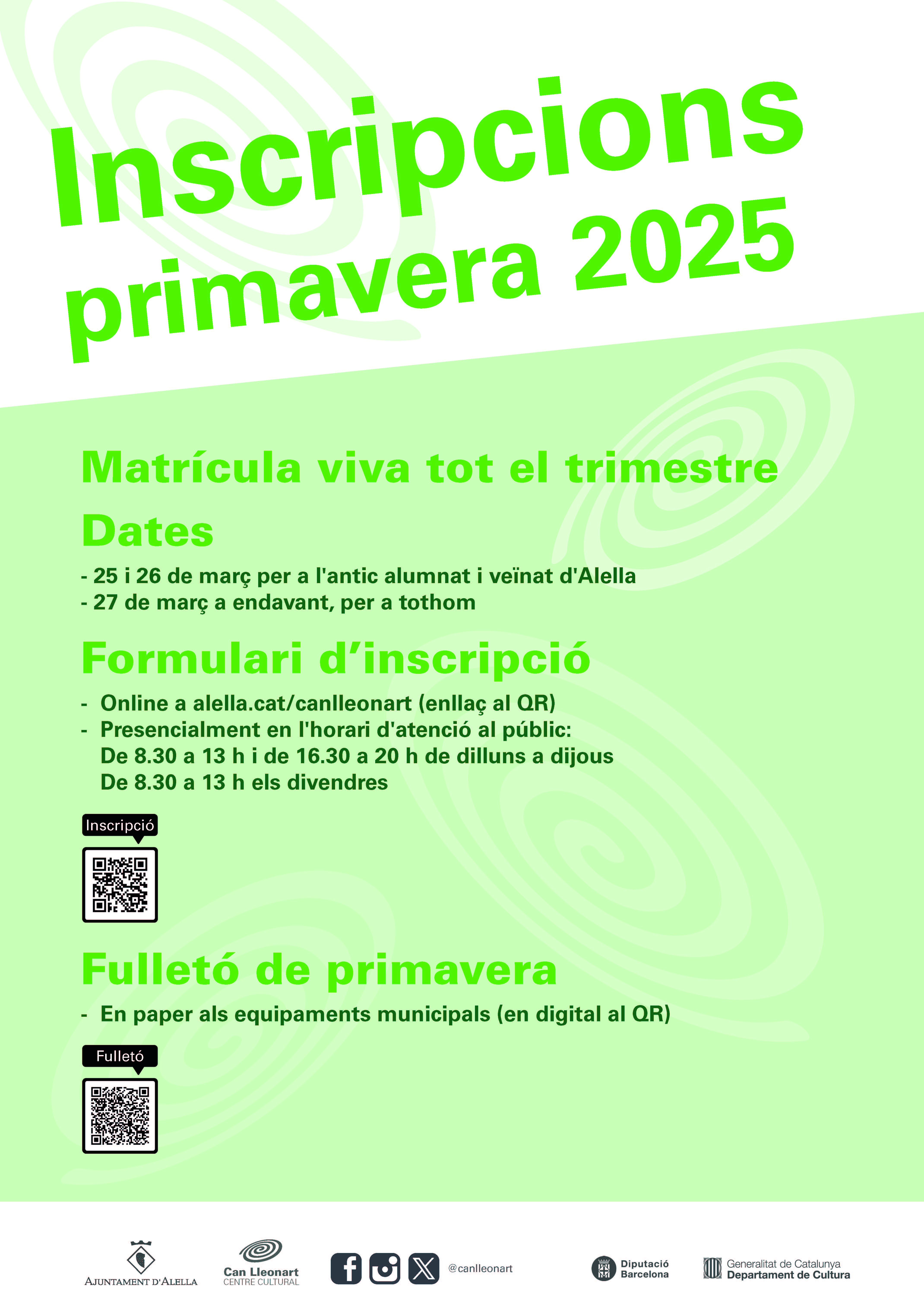 Inscripcions cursos i tallers de primavera de Can Lleonart