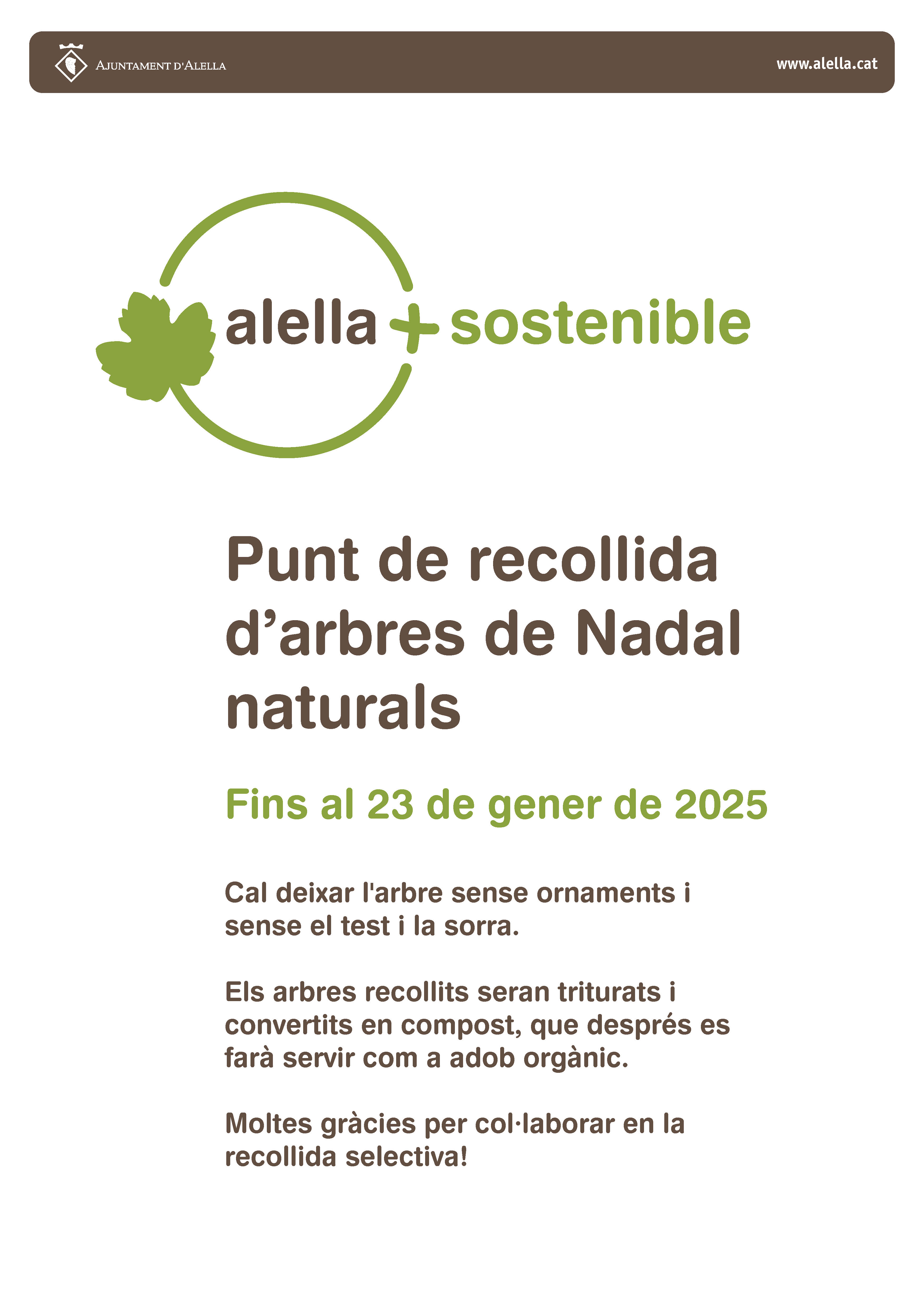 Punt de recollida d'arbres de Nadal a la Riera Principal